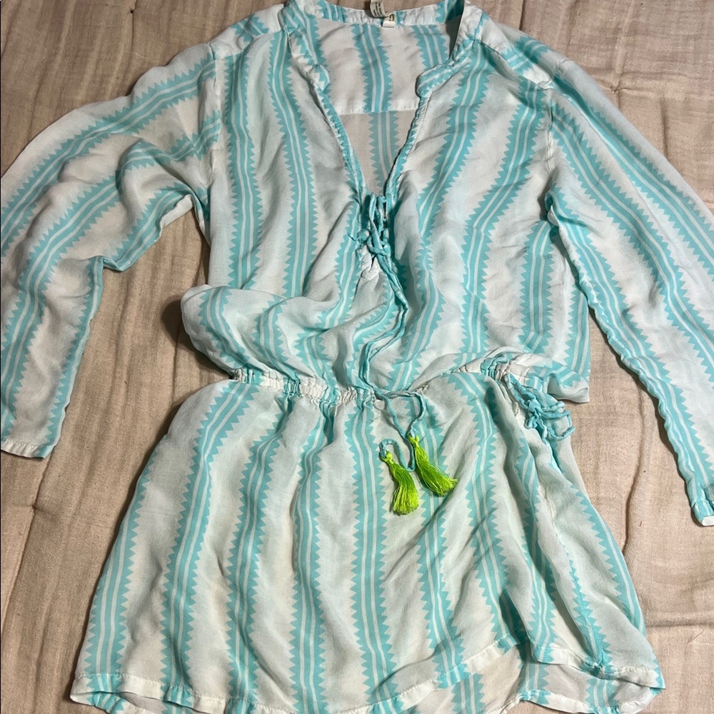 100% rayon Striped  Tunic Dress coverup